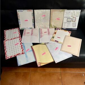 Assorted Decorative Stationery Set. Imprintable papers, assorted. Plastic folder